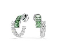 Swarovski Orecchini a cerchio Matrix, Taglio misto, Verde, Finitura Rodi