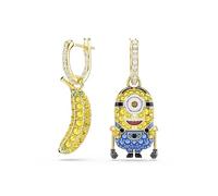 Swarovski Orecchini a cerchio Minions Stuart and Banana, Pavé, Mini, Multicolore, Placcato color oro