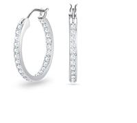 Swarovski Orecchini a cerchio Sommerset, Bianchi, Placcato rodio
