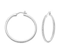 Swarovski Orecchini a cerchio Sommerset, Bianchi, Placcato rodio