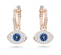 Swarovski Orecchini a Cerchio Swarovski Symbolic Evil Eye, Blue, Placcato Oro Rosa