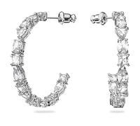 Swarovski Orecchini a Cerchio Tennis Mixed, Bianco, Placcato Rodio