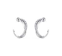 Swarovski Orecchini a cerchio Twist, bianco, placcato rodio