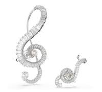Swarovski Orecchini a clip Ariana Grande x Swarovski, Design asimmetrico, Crystal Pearl, Taglio baguette, Bianchi, Placcato rodio, Taglia unica