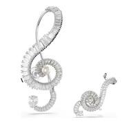 Swarovski Orecchini a clip Ariana Grande x Swarovski, Design asimmetrico, Crystal Pearl, Taglio baguette, Bianchi, Placcato rodio, Taglia unica