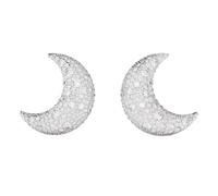 Swarovski Orecchini a clip Luna, Bianchi, Placcato rodio
