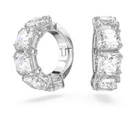 Swarovski Orecchini a clip Matrix, Taglio squadrato, Bianchi, Placcato rodio