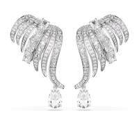 Swarovski Orecchini a clip Vienna, Taglio misto, Cigno, Bianchi, Placcato rodio