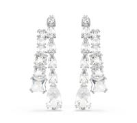 Swarovski Orecchini a goccia Matrix, tagli misti, Trasparente, Finitura Rodio