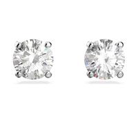 Swarovski Orecchini a lobo Attract, Taglio tondo, Bianchi, Placcato rodio