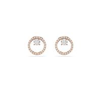 Swarovski Orecchini a bottone Constella, taglio rotondo, bianco, placcato tonalità oro rosa