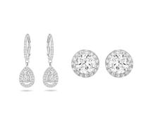 Swarovski Orecchini Angelic, Cristalli taglio Pear, Bianchi, Placcato rodio & Orecchini a lobo Angelic, Taglio tondo, Bianchi, Placcato rodio