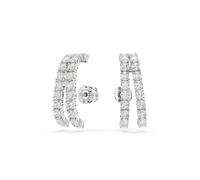 Swarovski Ear cuff Matrix, taglio rotondo, bianco, placcato rodio