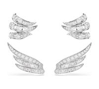Swarovski Orecchini ear cuff Vienna, Taglio misto, Cigno, Bianchi, Placcato rodio