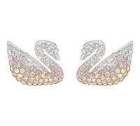 Swarovski Orecchini Iconic Swan, Multicolore, Placcatura Rodio