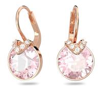 Swarovski Bella V Orecchini Pendenti, con Pavé di Cristalli e Cristallo Swarovski a Taglio Tondo, Placcati in Tonalità Oro Rosa, Rosa