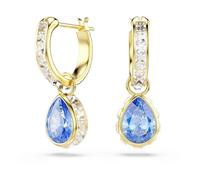 Swarovski Chroma Orecchini Pendenti, Taglio A Pera, Blu, Finitura Oro 18 Carati