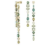 Swarovski Gema Orecchini Pendenti Extra Lunghi, con Cristalli Swarovski a Taglio Misto, Design Asimmetrico, Placcatura in Tonalità Oro, Verde