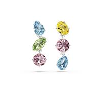 Swarovski Orecchini pendenti Gema Design Asimmetrico, Taglio Misto, Multicolore, Finitura Rodio
