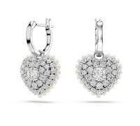 Swarovski Orecchini pendenti Hyperbola, Cuore, Bianchi, Placcato rodio