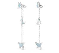 Swarovski Lilia Orecchini Pendenti con Motivo a Farfalla, Pavé di Cristalli Blu Swarovski, Placcati in Tonalità Rodio, Azzurro