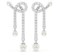 Swarovski Orecchini pendenti Matrix, Crystal Pearl, Taglio Round, Bianchi, Placcato rodio