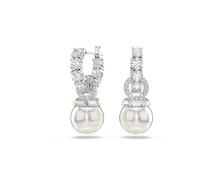 Swarovski Orecchini pendenti Matrix, perla di cristallo, taglio rotondo, bianco, placcato rodio