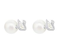 Swarovski Orecchini Stud Iconic Swan, bianco, placcatura rodio