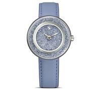 Swarovski Orologio Crystalline Lustre, Swiss Made, cinturino in pelle, blu, acciaio inossidabile