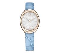 Swarovski Imber Oval Cinturino in pelle, PVD Oro champagne, Azzurro