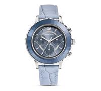 Swarovski Octea Lux Chrono Orologio, con CristalliSwarovski e Cinturino in Pelle, Cassa in Acciaio Inox, Meccanismo al Quarzo, Blu
