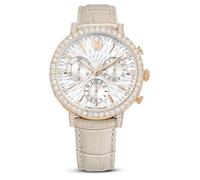 Swarovski Orologio Matrix Tennis Chrono, Swiss Made, cinturino in pelle, beige, finitura color oro rosa