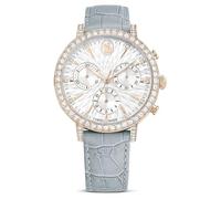Swarovski Orologio Matrix Tennis Chrono, Made in Svizzera, Cinturino in pelle, Grigio, Finitura color oro champagne, grigio