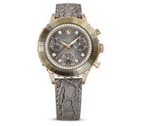 Swarovski Orologio Octea Chrono, Fabbricato in Svizzera, Cinturino in pelle, Grigio, Finitura in Tono Oro Rosa