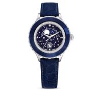 Swarovski Orologio Octea Moon, Fabbricato in Svizzera, Luna, Cinturino in pelle, Blu, Finitura blu