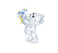 Swarovski Orsetto Kris - Non ti Scordar di Me, in Cristallo BrillanteSwarovski con Fiori in Azzurro e Giallo