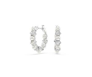 Swarovski Parure Matrix, Bracciale Tennis, Orecchini, Cristalli Taglio Rotondo Chiaro Con Perle, Finitura Rodio, One Size, Cristalli, zirconia cubica, Cristallo