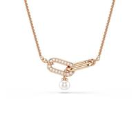 Swarovski Ciondolo Constella, perla di vetro, taglio rotondo, bianco, placcato oro rosa