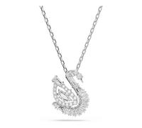 Swarovski Ciondolo cigno, bianco, rodio placcato