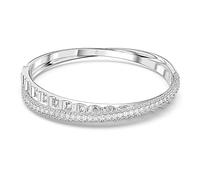 Swarovski Rota Bracciale Rigido, con Zirconia e CristalliSwarovski a Taglio Misto, Placcato in Tonalità Rodio, Taglia M, Bianco