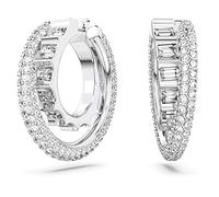 Swarovski Rota Orecchini a Cerchio, con Zirconia e Cristalli Swarovksi a Taglio Misto, Placcati in Tonalità Rodio, Bianco