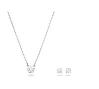 Swarovski Set Attract Round, bianco, Placcatura rodio