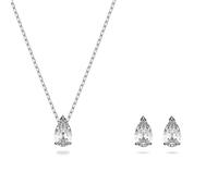 Swarovski Set Attract, Taglio Pear, Bianco, Placcato rodio
