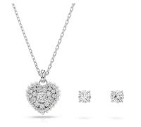 Swarovski Set Hyperbola, Cuore, Bianco, Placcato rodio
