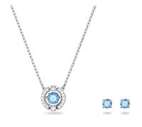 Swarovski Set Una, Taglio Round, Blu, Placcato rodio