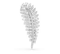 Swarovski Vienna Spilla, Tagli Misti, Piuma, Bianco, Placcato Rodio
