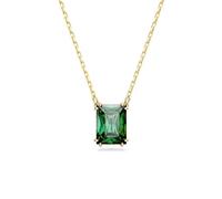 Swarovski Matrix Collana Pendente, con Zirconia Swarovski a Taglio Rettangolare, Placcata in Tonalità Oro, Verde