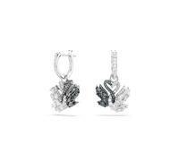 Swarovski Orecchini pendenti Swan, Cigno, nero, placcato rodio