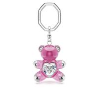 Swarovski Teddy Portachiavi, Accessorio Gioiello con Cristalli Cry, Resina Rosa, Forma a Orso, Gancio a Maglia Ottagonale, Placcatura in Tonalitŕ Rodio, 9,3 x 3,7 cm