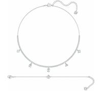 Swarovski Tennis Deluxe Misto Placcato Rodio Collana E Bracciale Gioielli Set